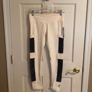 Autumn calabrese white leggings with black mesh